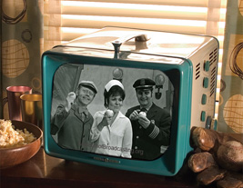 old GE TV with Clancy, Willie, and Mary Davies