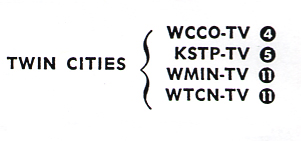 TV Guide listing showing two Channel 11s, WMIN & WTCN